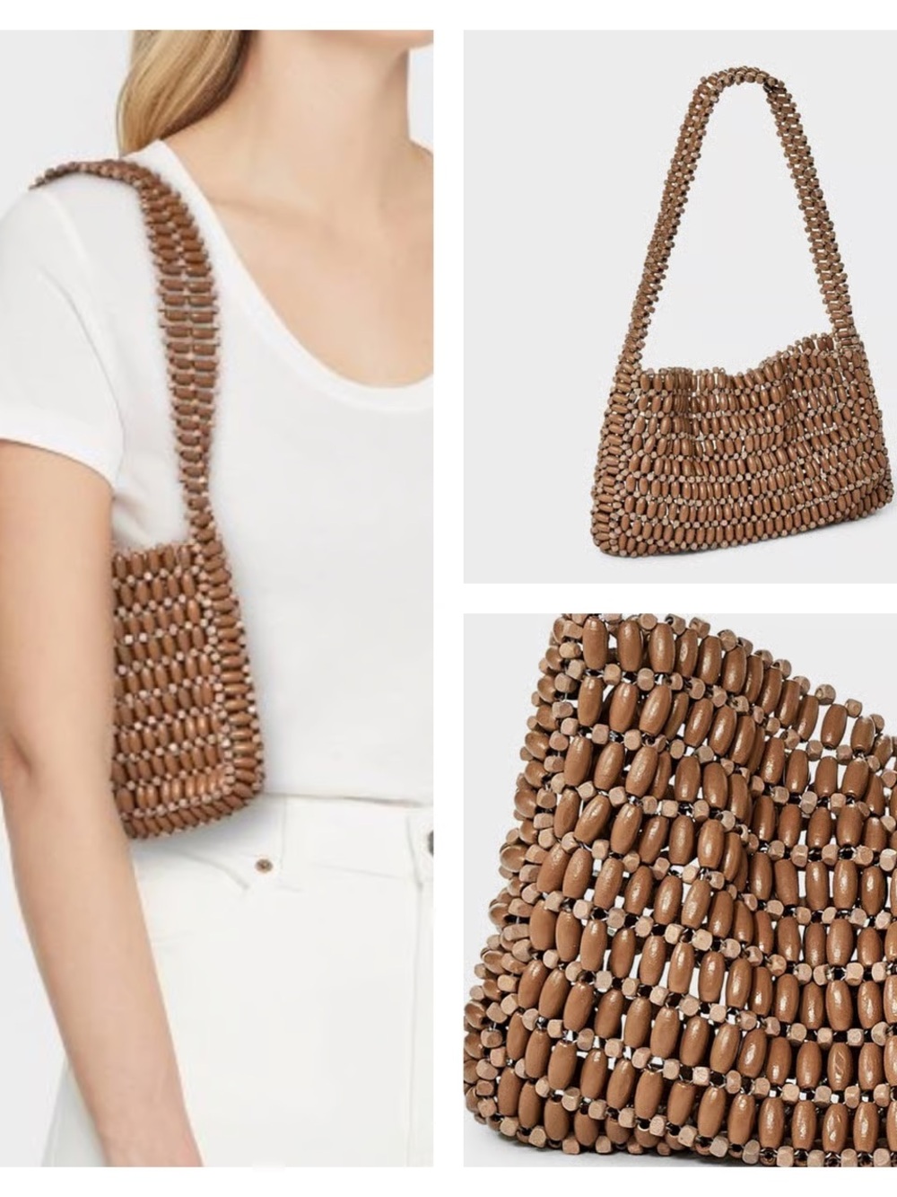 a new day Beaded Brown Shoulder Bag